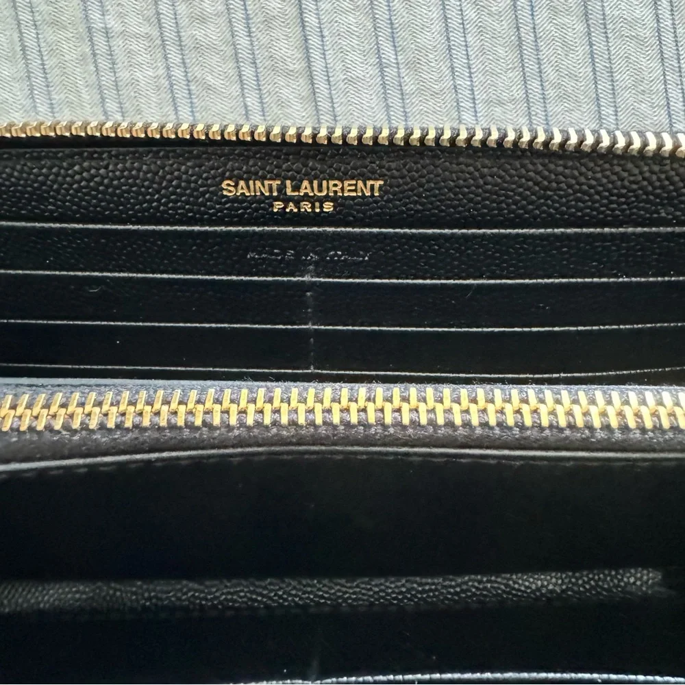 YSL Black Matelesse Chevron Zip Around Wallet - Picture 7 of 9